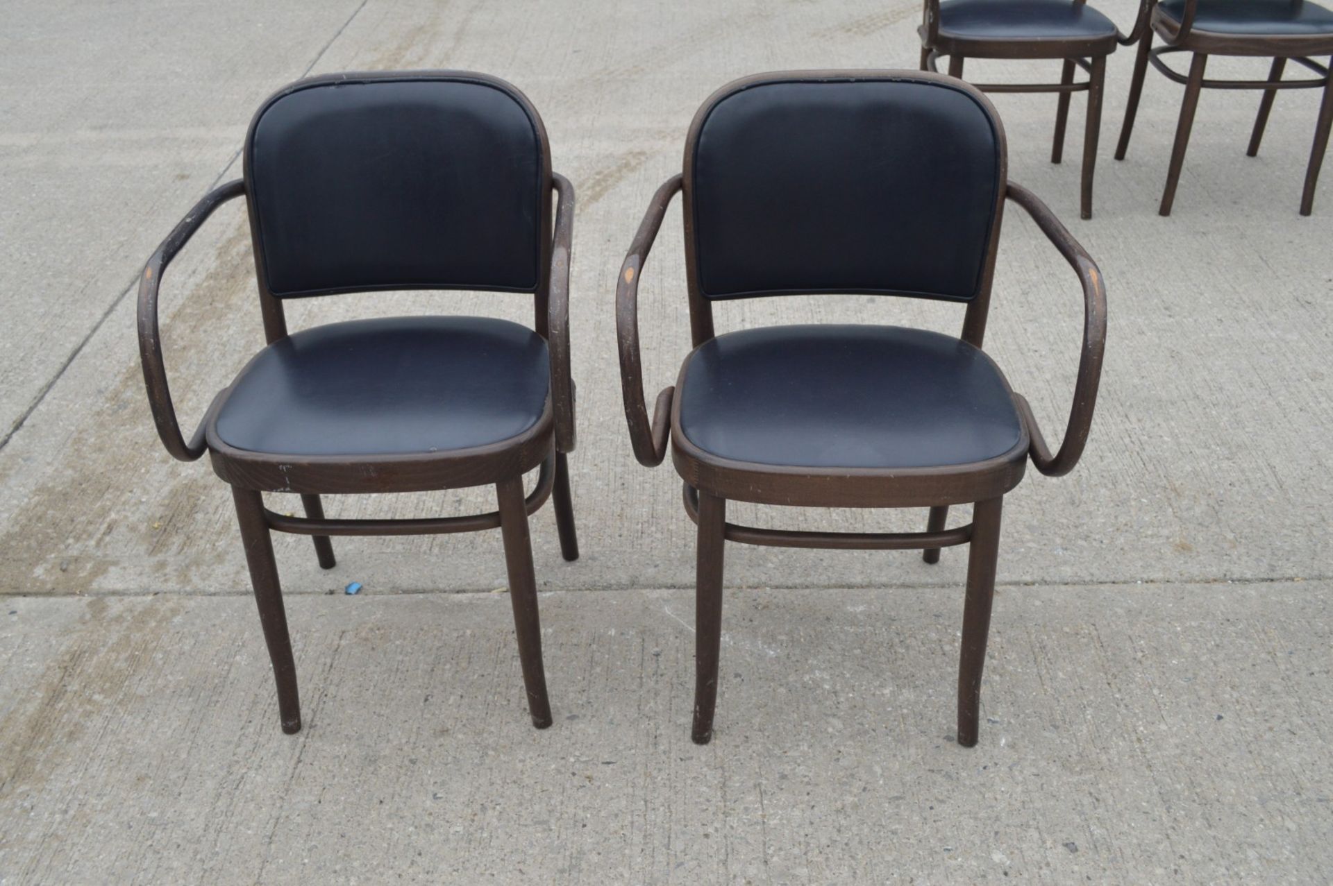 11 x Bentwood 'Gustav Adolf Schneck Style' Dining Chairs - Features Black Seat Pads and Fabric Backs - Image 9 of 12
