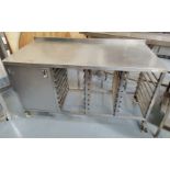 1 x Stainless Steel Prep Table Featuring Cupboard Storage and 21 Tray Racks - Dimensions: H91 x W162