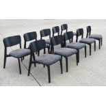 10 x Retro Style Restaurant Dining Chairs Featuring a Black Finish and Padded Seat Pads