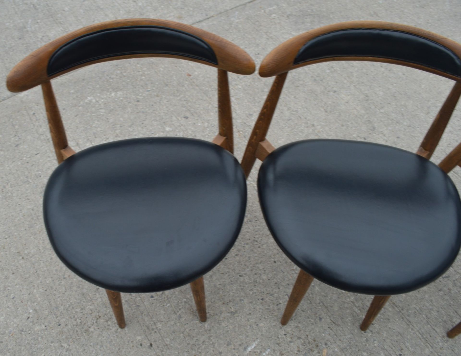 6 x Walnut Dining Chairs - Solid Wood with Black Seats - Dimensions: H74 x W49 x D45 cms - Image 4 of 12