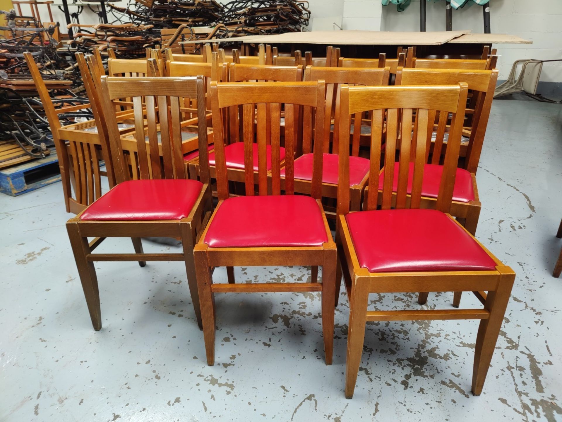 4 x Italian Made 'Bedont' Solid Wood Dining Chairs Featuring Red Leather Seat Pads - Image 3 of 6