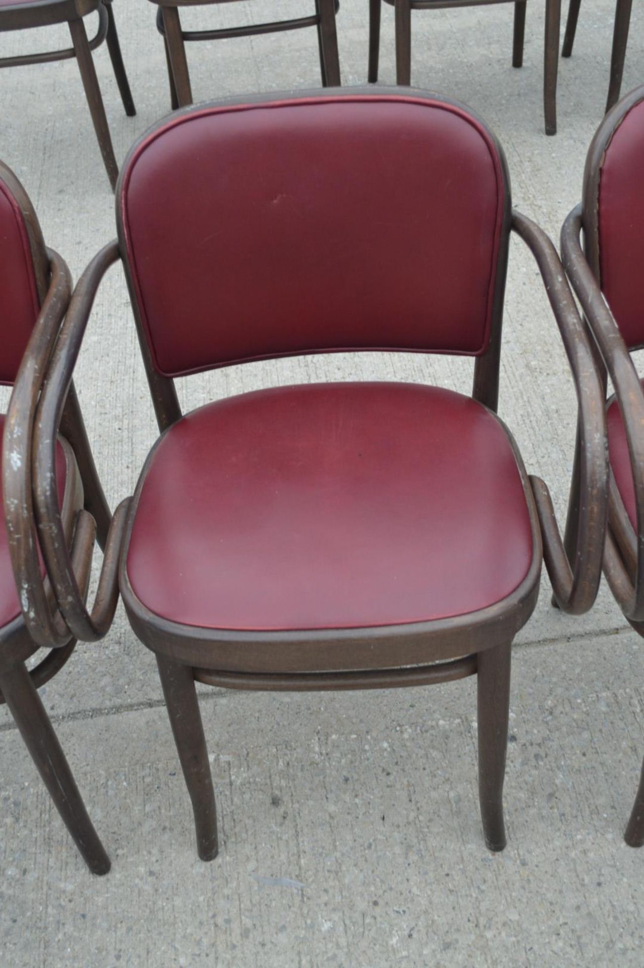 11 x Bentwood 'Gustav Adolf Schneck Style' Dining Chairs - Features Red Seat Pads and Fabric Backs - Image 3 of 17
