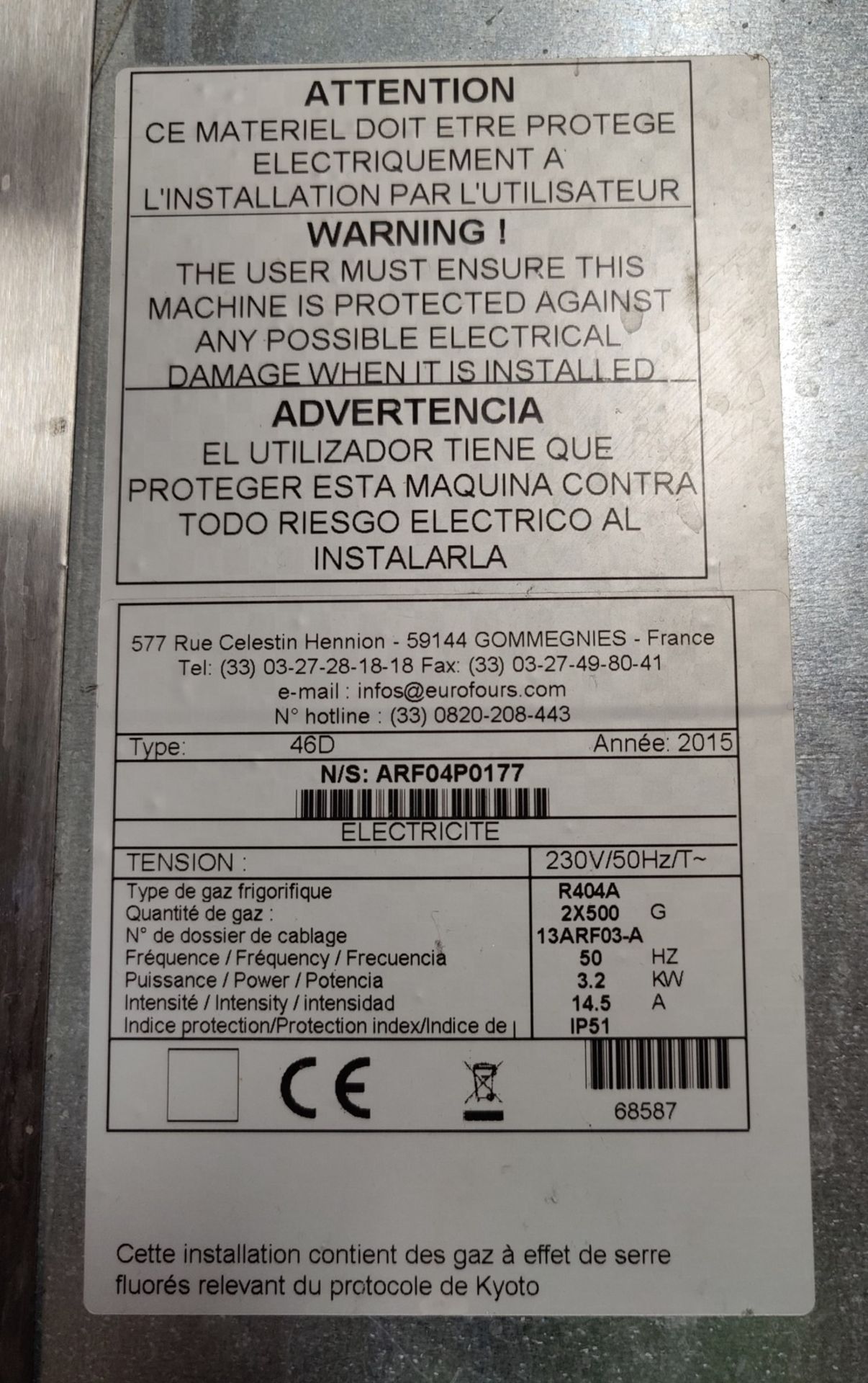 1 x Eurofours Roll Double Bakers Proofing Cabinet - Type 46d - Stainless Steel - H230 x W65 x D97 cm - Image 8 of 8