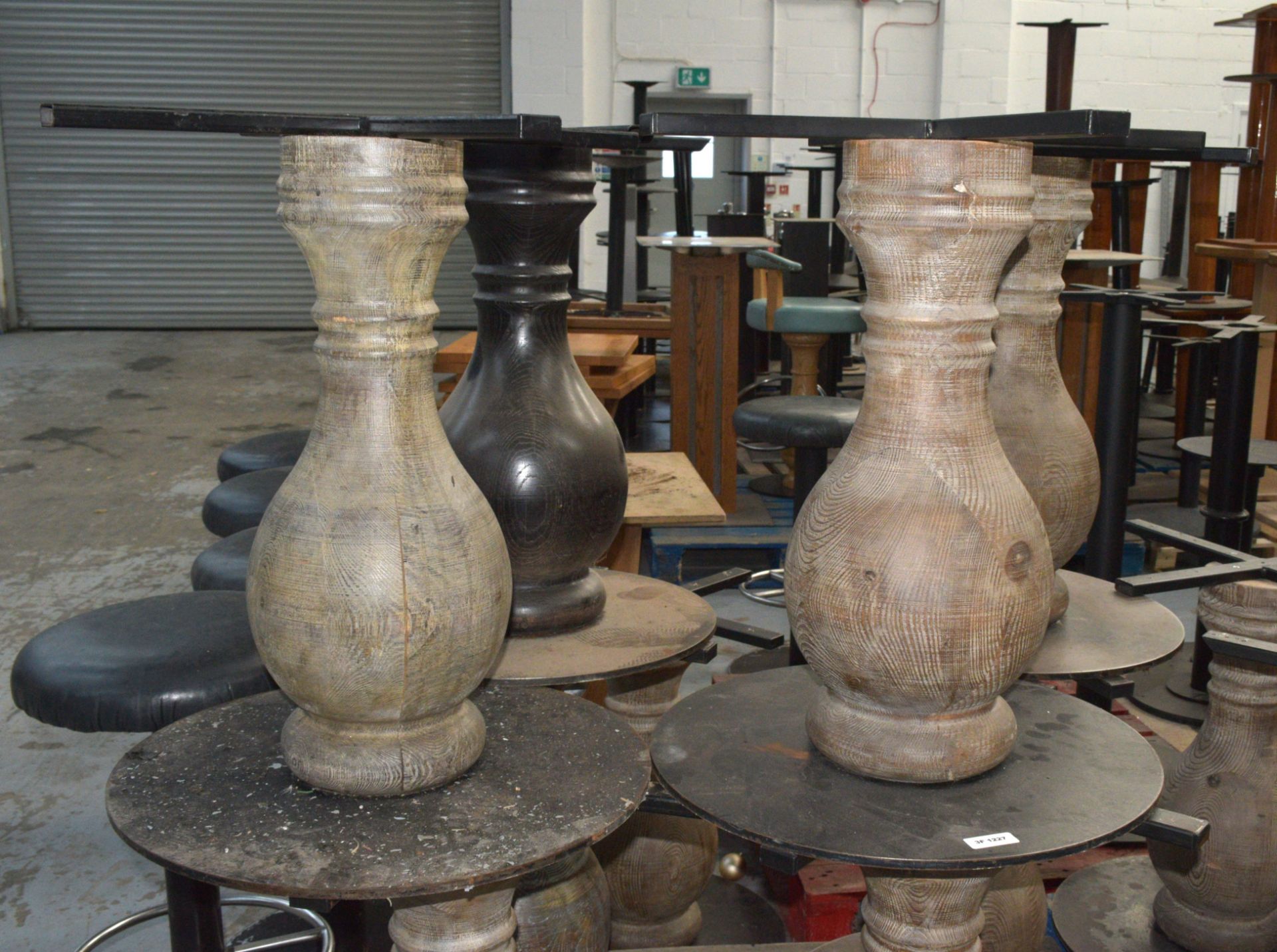 3 x Restaurant Table Pedestals Featuring Natural Wooden Columns - Dimensions: H66.5cm with a 61cm - Image 2 of 6