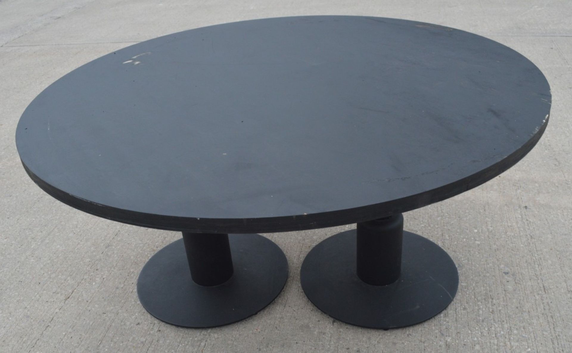 1 x Restaurant Dining Table Featuring a Twin Pedestal Base - Dimensions: H75 x W150 x D150 cms - Image 3 of 4