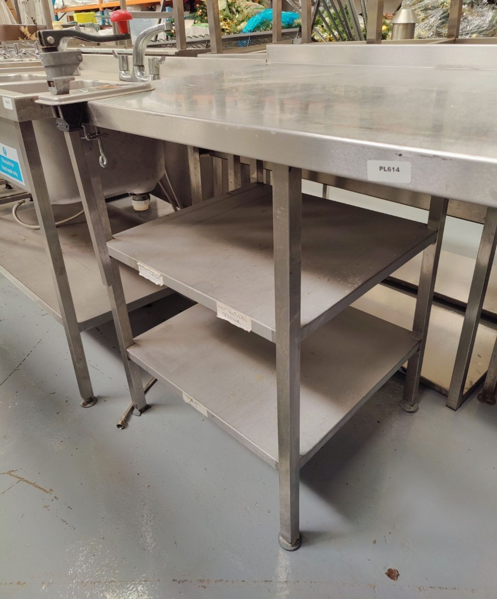 1 x Large Stainless Steel 2.7 Meter Preparation Table Featuring a Wash Basin with Mixer Tap - Image 8 of 11