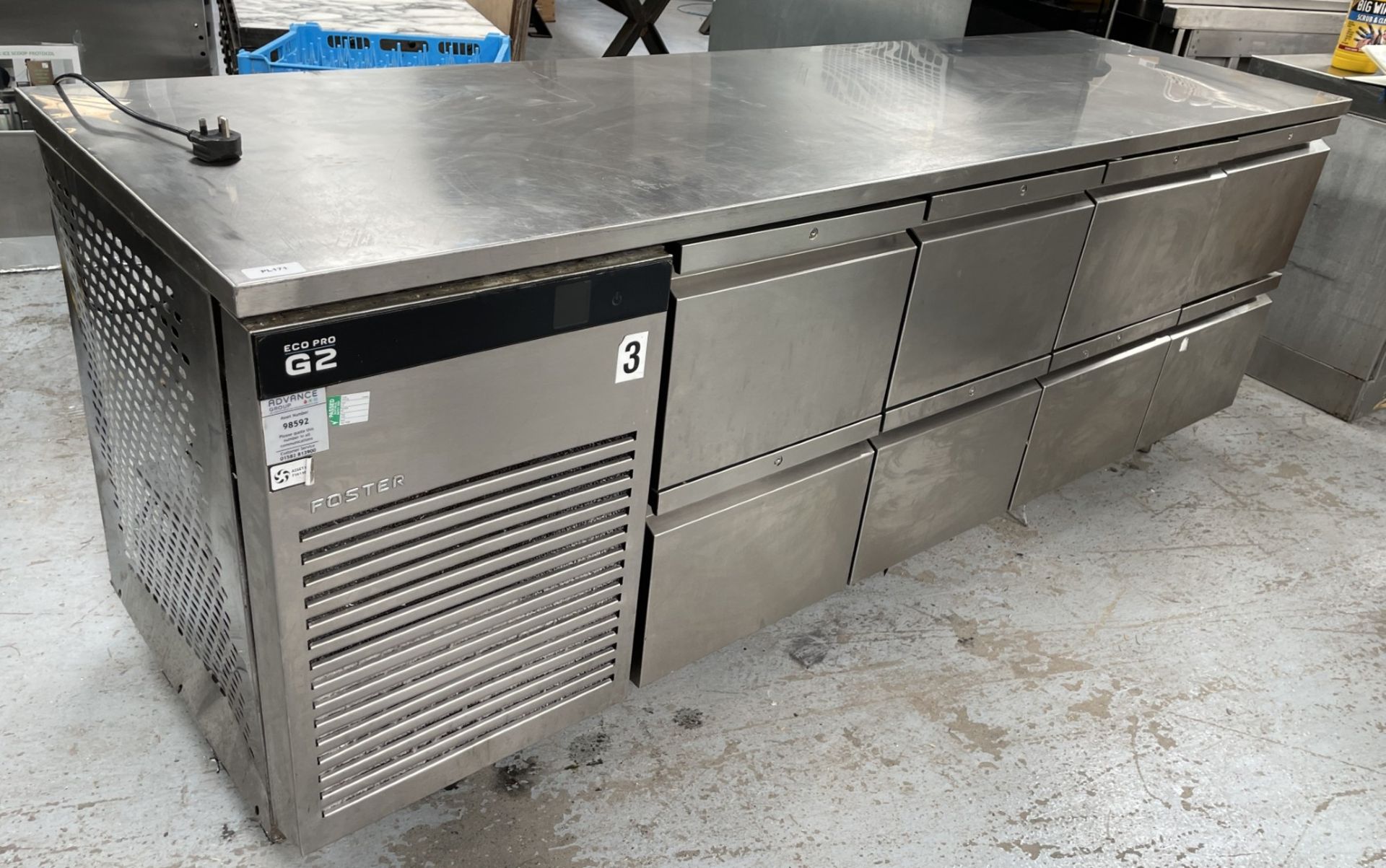 1 x Foster Eco Pro G2 Countertop Eight Drawer Refrigerator - Dimensions: H86 x W231.5 x D70 cms