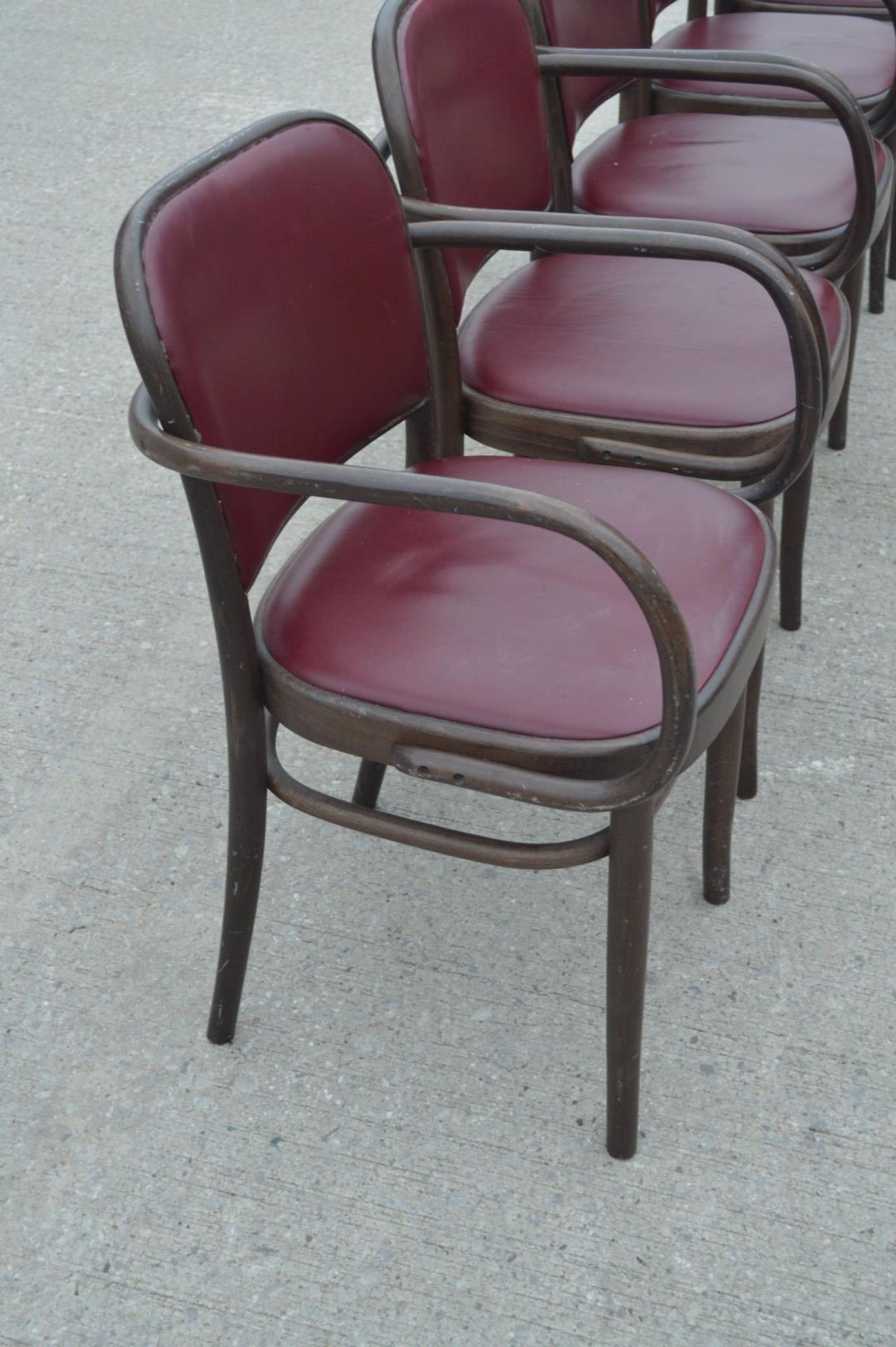 11 x Bentwood 'Gustav Adolf Schneck Style' Dining Chairs - Features Red Seat Pads and Fabric Backs - Image 4 of 17