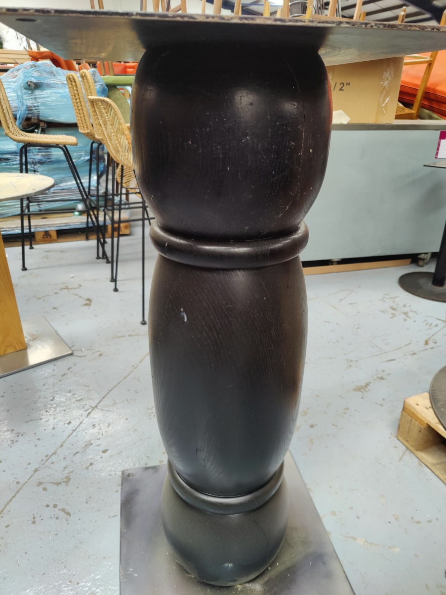 1 x Poser Bar Table Featuring a Large Wooden Column Pedestal - Dimensions: H104 x W50 x D50 cms - Image 2 of 2