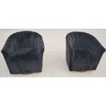 2 x Black Velvet Swivel Cocktail Tub Chairs - Dimensions: H72 x W64 x D64 cms