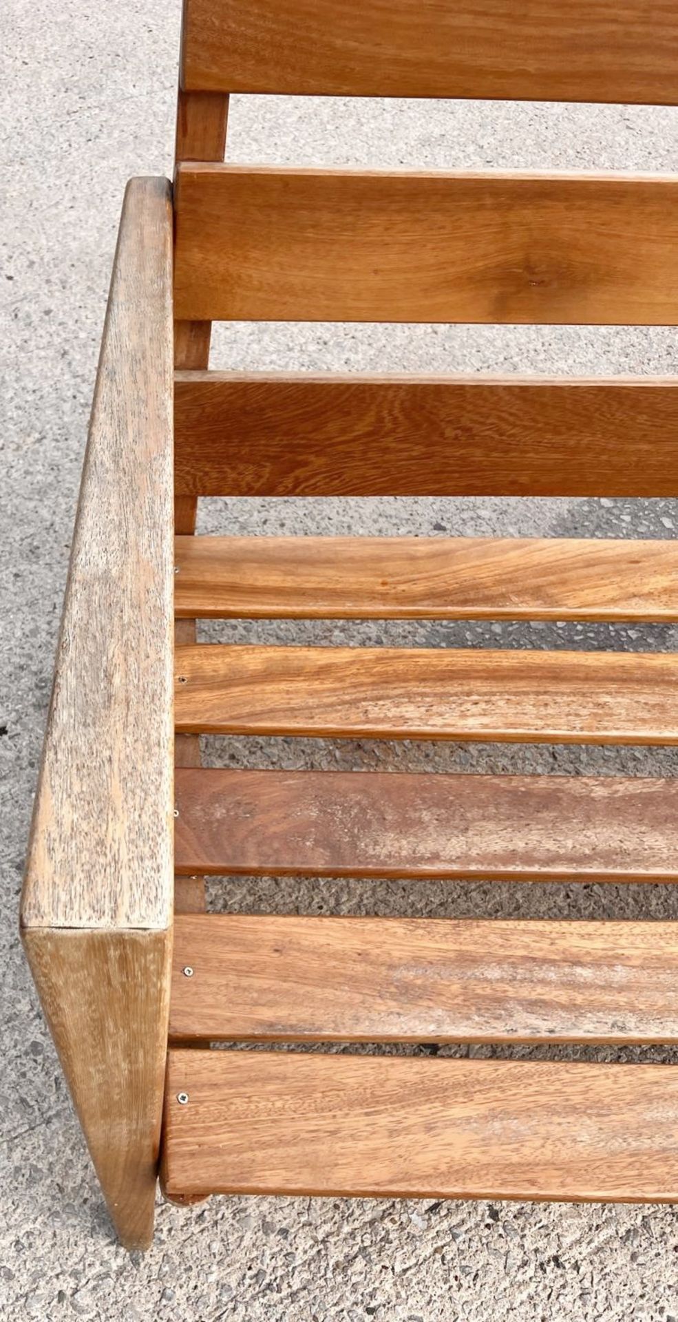 1 x Vintage Mid-Century Low Profile 2-Metre Long Commercial Wooden Conservatory Lounge Sofa - Image 13 of 13