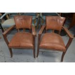4 x Vintage Distressed Style Restaurant Chairs Featuring Cushioned Seats, Backrests, Armrests