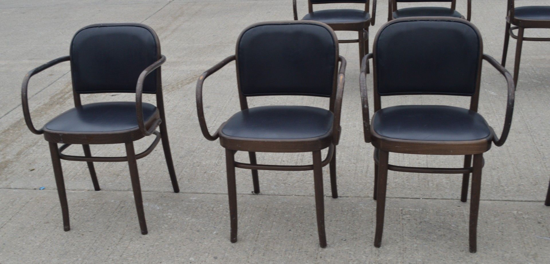 11 x Bentwood 'Gustav Adolf Schneck Style' Dining Chairs - Features Black Seat Pads and Fabric Backs - Image 12 of 12