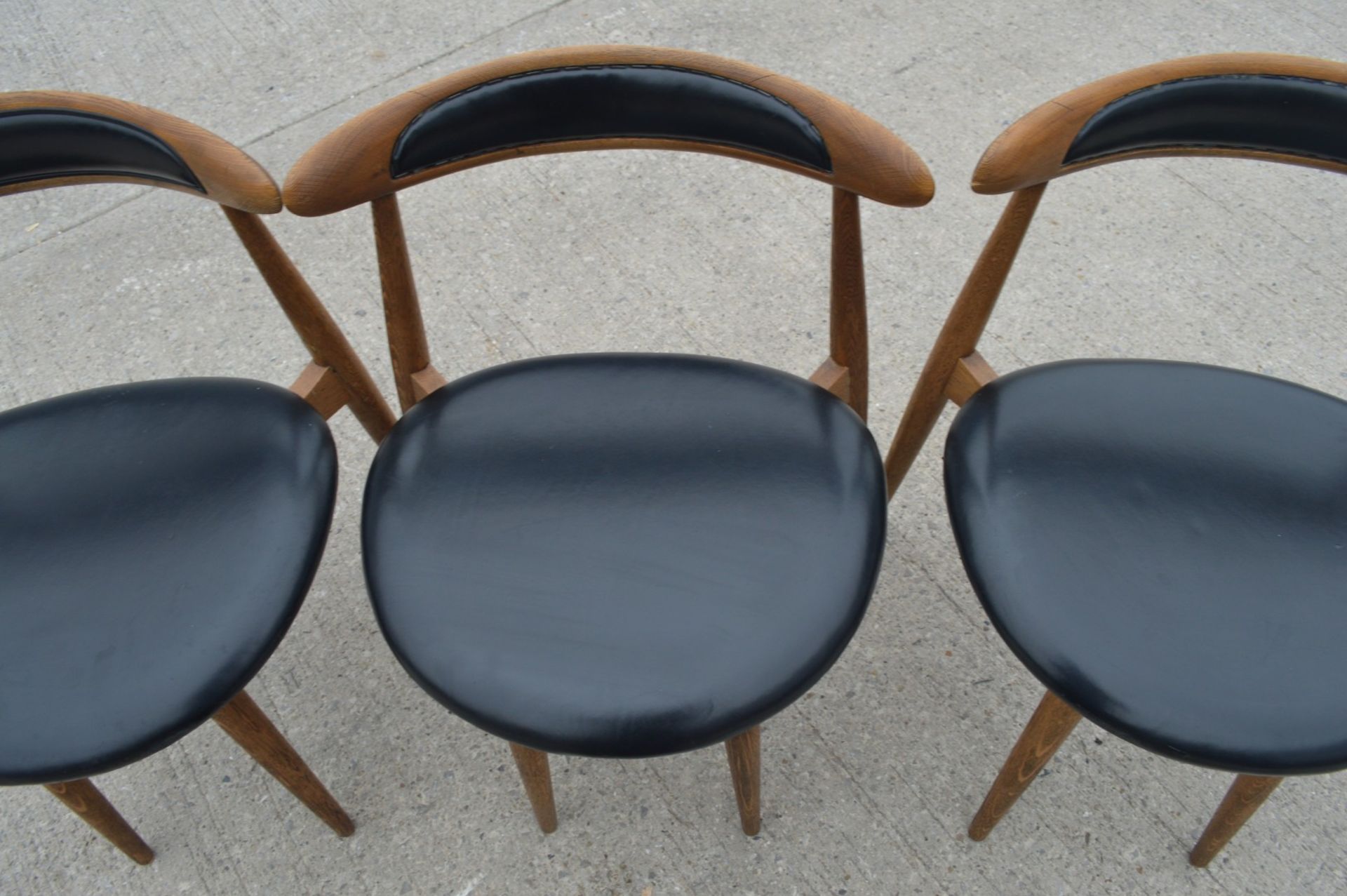 6 x Walnut Dining Chairs - Solid Wood with Black Seats - Dimensions: H74 x W49 x D45 cms - Image 11 of 12