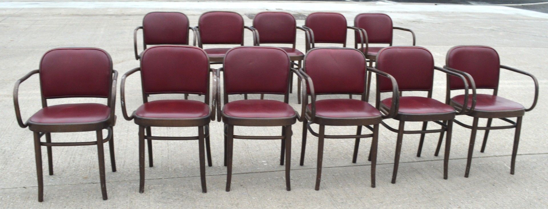 11 x Bentwood 'Gustav Adolf Schneck Style' Dining Chairs - Features Red Seat Pads and Fabric Backs - Image 6 of 17