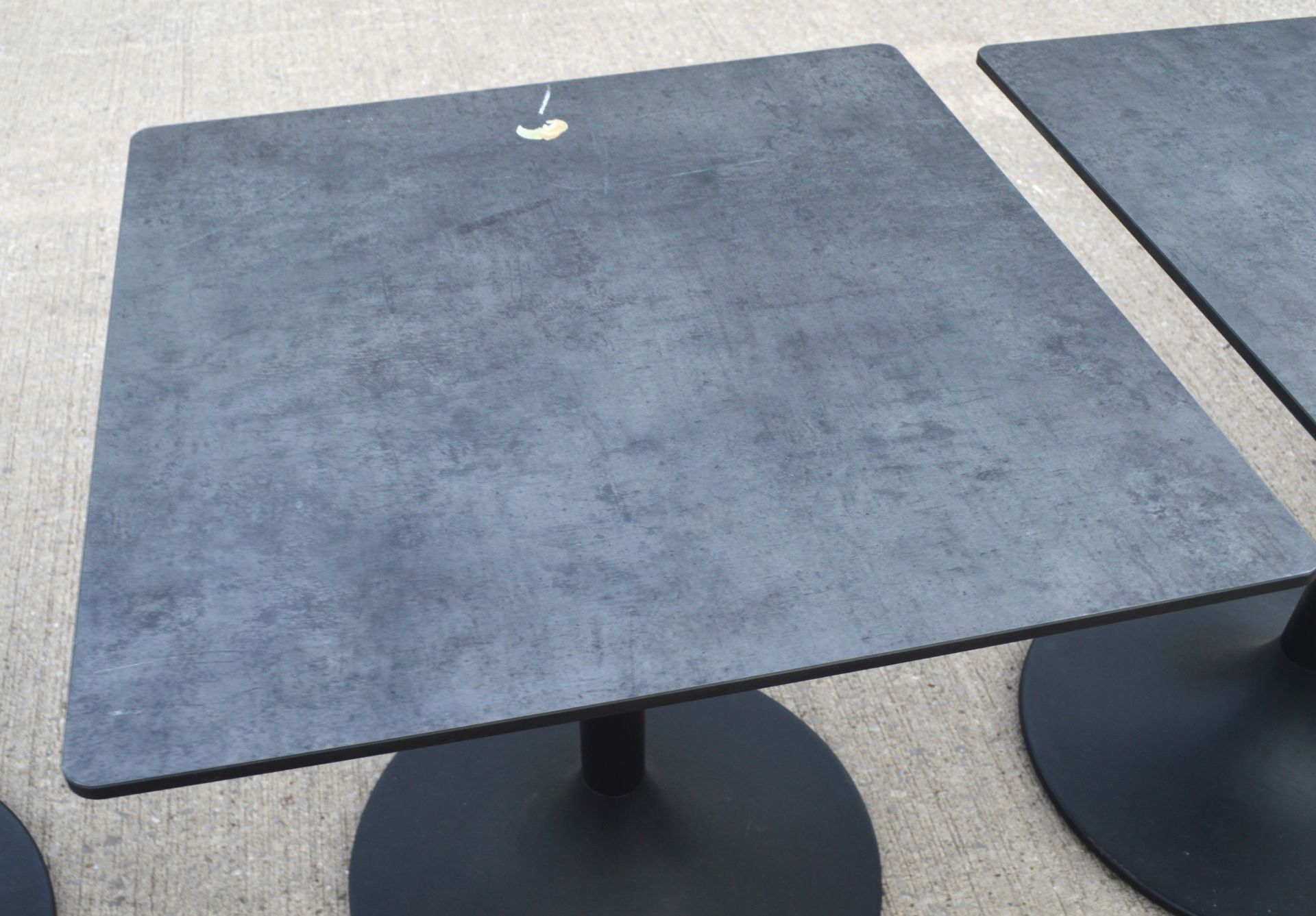 4 x Restaurant Tables Featuring Stone Effect Tops and Black Tulip Pedestals - Dimensions: H75 - Image 7 of 9