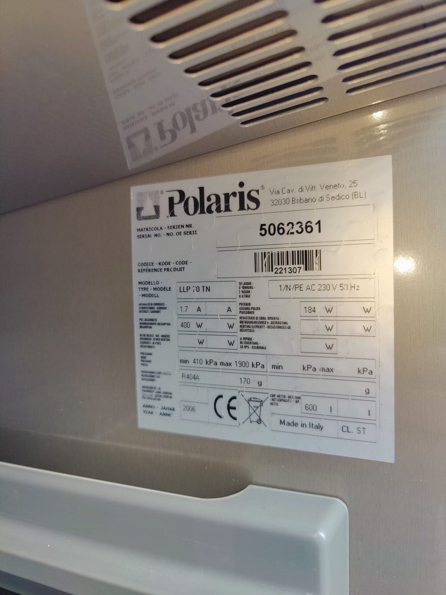 1 x Polaris Upright Single Door Commercial Fridge - Model: LLP 70 TN - Dimensions: H204 x W70 x - Image 6 of 10