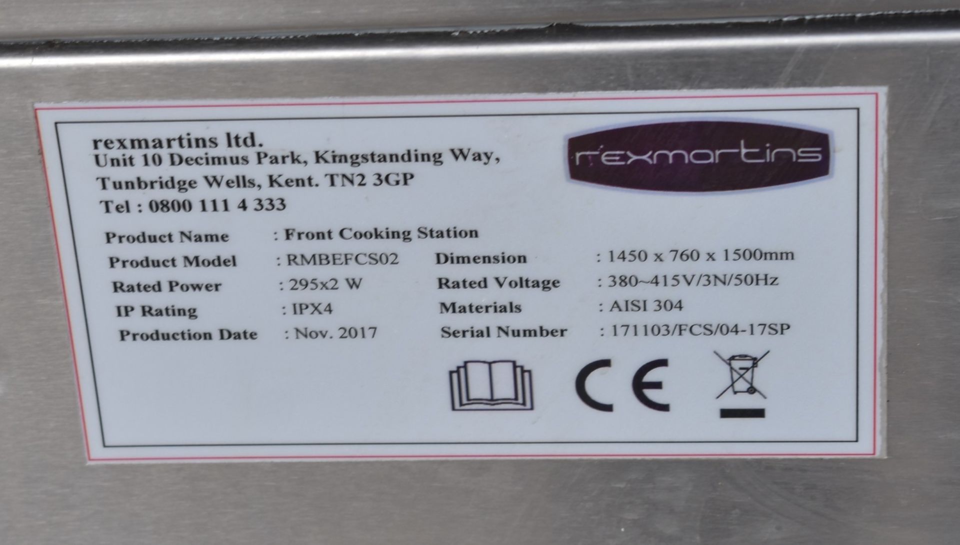 1 x Rexmartins Front Cooking Station For Griddles etc - Cooking Appliance Station With Lights - Image 2 of 17