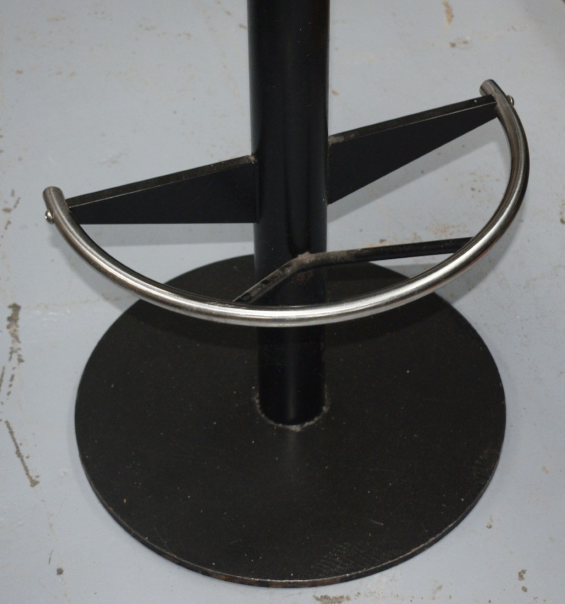 4 x Bar Stools Featuring Black Bases with Chrome Footrests and Faux Leather Turquoise Seats - Image 9 of 9