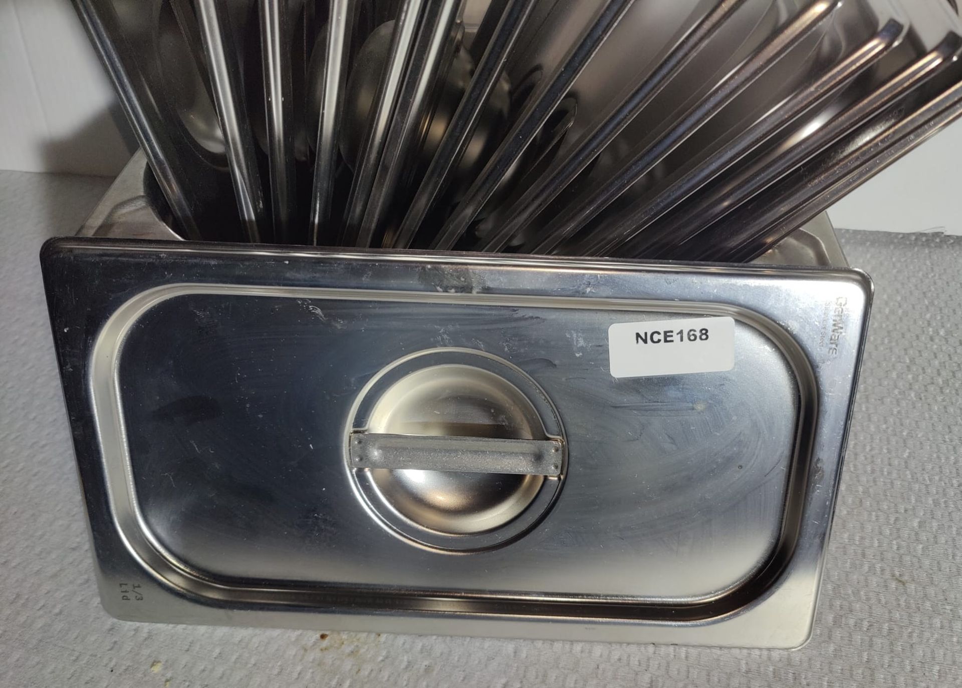 15 x Stainless Steel 1/3 Gastro Pan Lids - Size: 32.5 x 17.5 cms - CL011 - Ref: NCE168 Mez - - Image 2 of 4