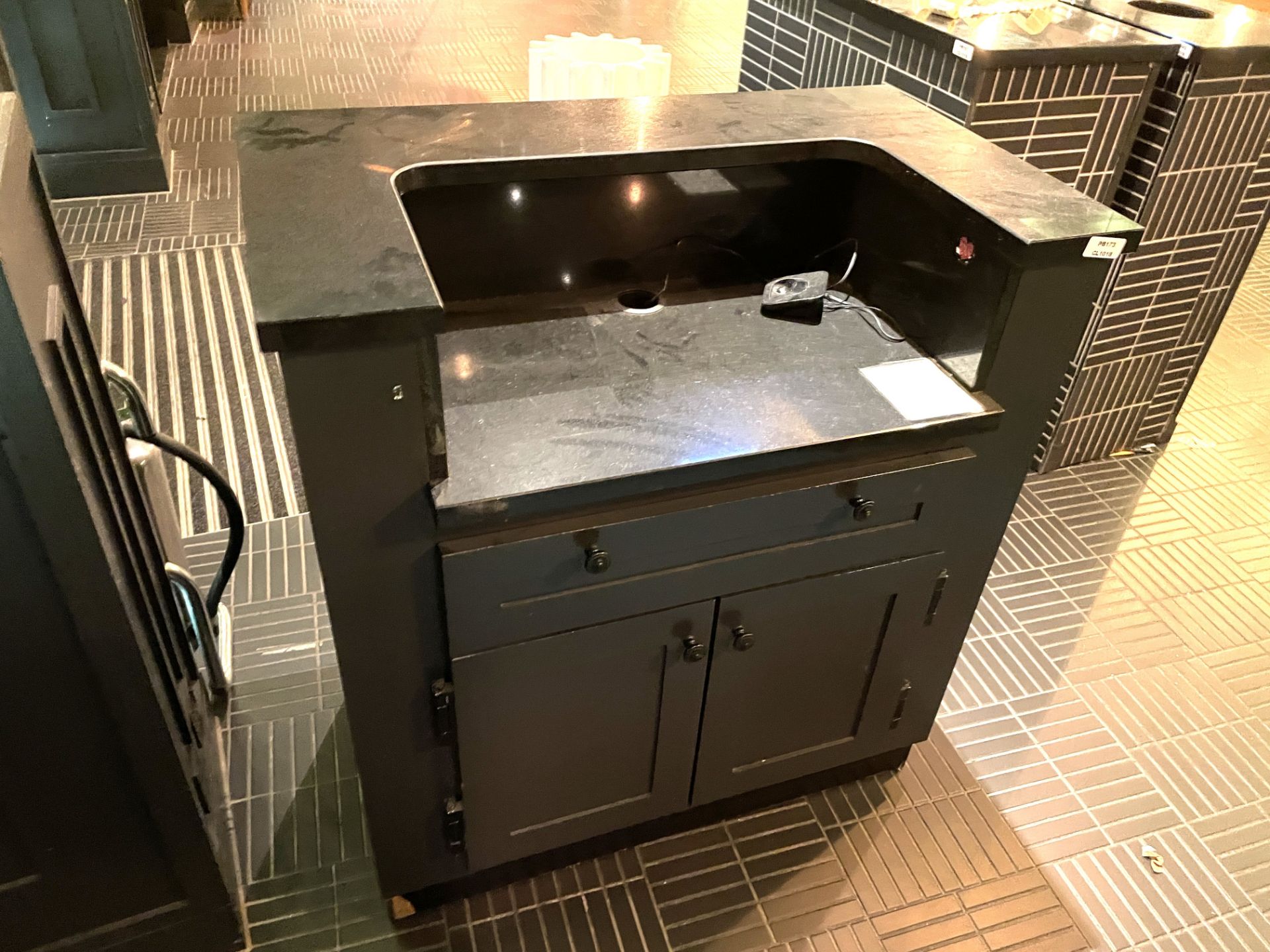 1 x Waiter Station Featuring a Bespoke Tiled Finish, Granite Top with Space for Epos and Cupboard - Image 4 of 4