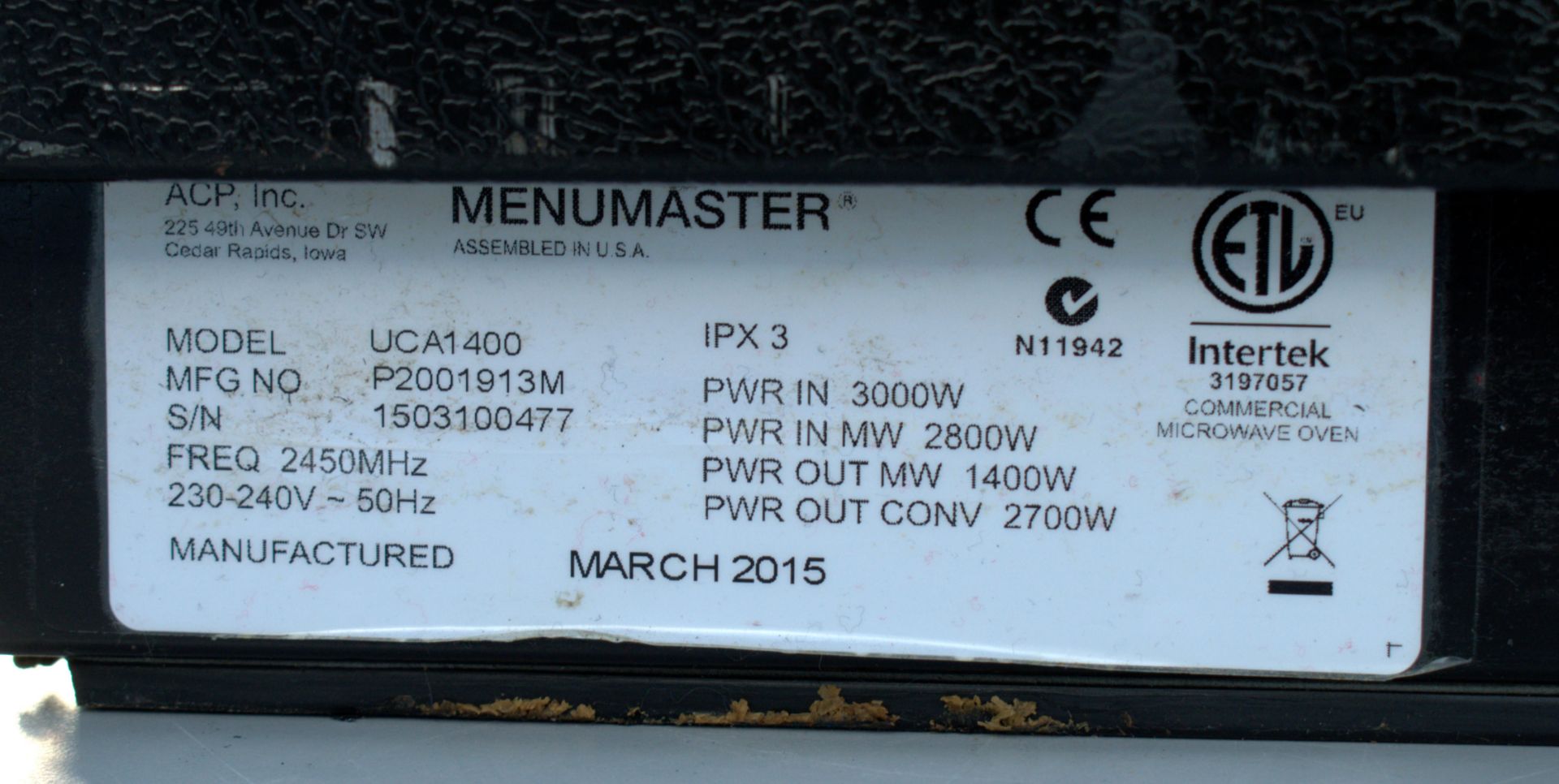 1 x Menumaster UCA1400 Jetwave Microwave Convection Combo Oven - Image 4 of 12