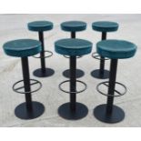 6 x Classic Style Bar Stools with Round Faux Leather Seats and Footrests - Dimensions: H82 x W40