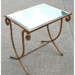 1 x Wrought Iron Mirrored Side Table in Gold - Dimensions: H66 x W62 x D47 cms