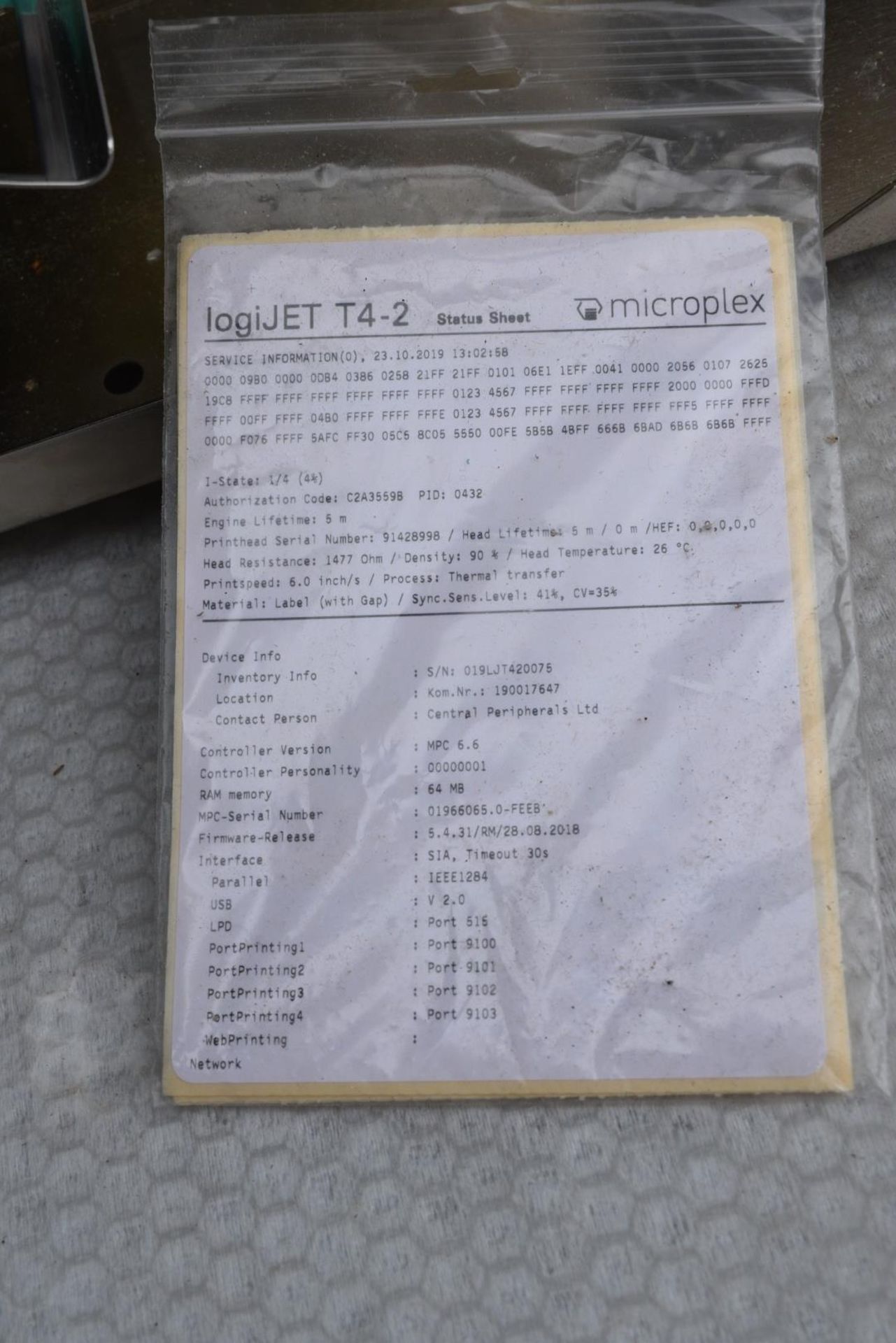1 x Microplex LogiJET T4-2 Four Inch Thermal Label Printer - Image 11 of 12