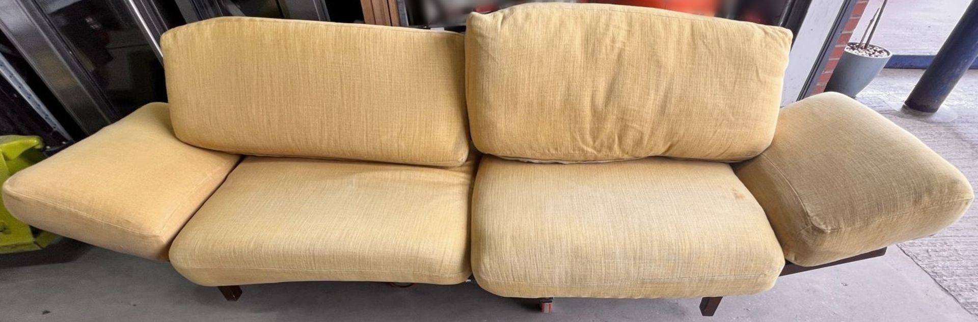 1 x Vintage-inspired Danish-style Low Profile 2.7-Metre Long Commercial Wooden Lounge Sofa - Image 2 of 11