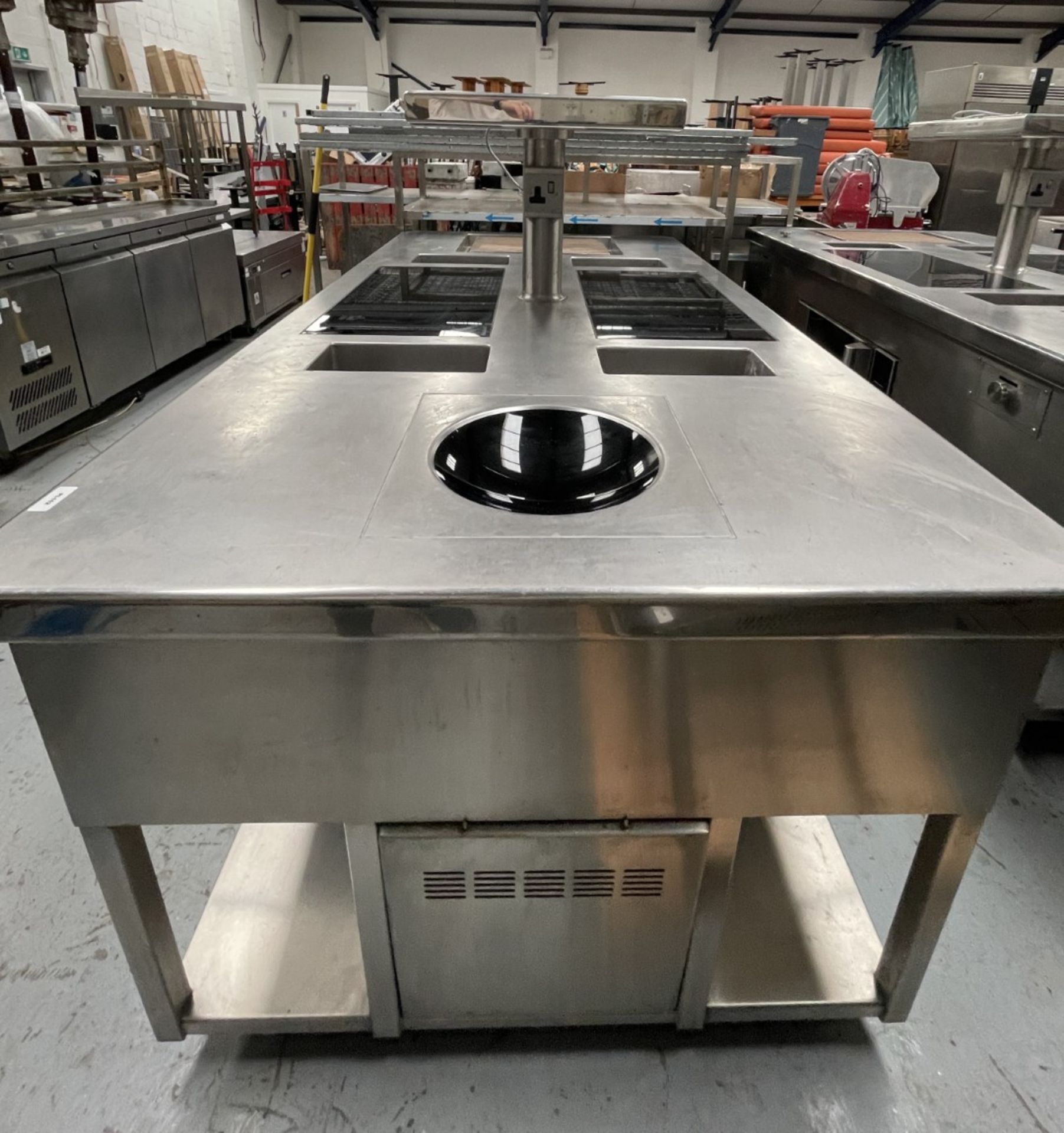 1 x Commercial Central Kitchen Cooking Island Featuring Two Control Induction Cooking Hobs, Blue Sea - Image 2 of 30
