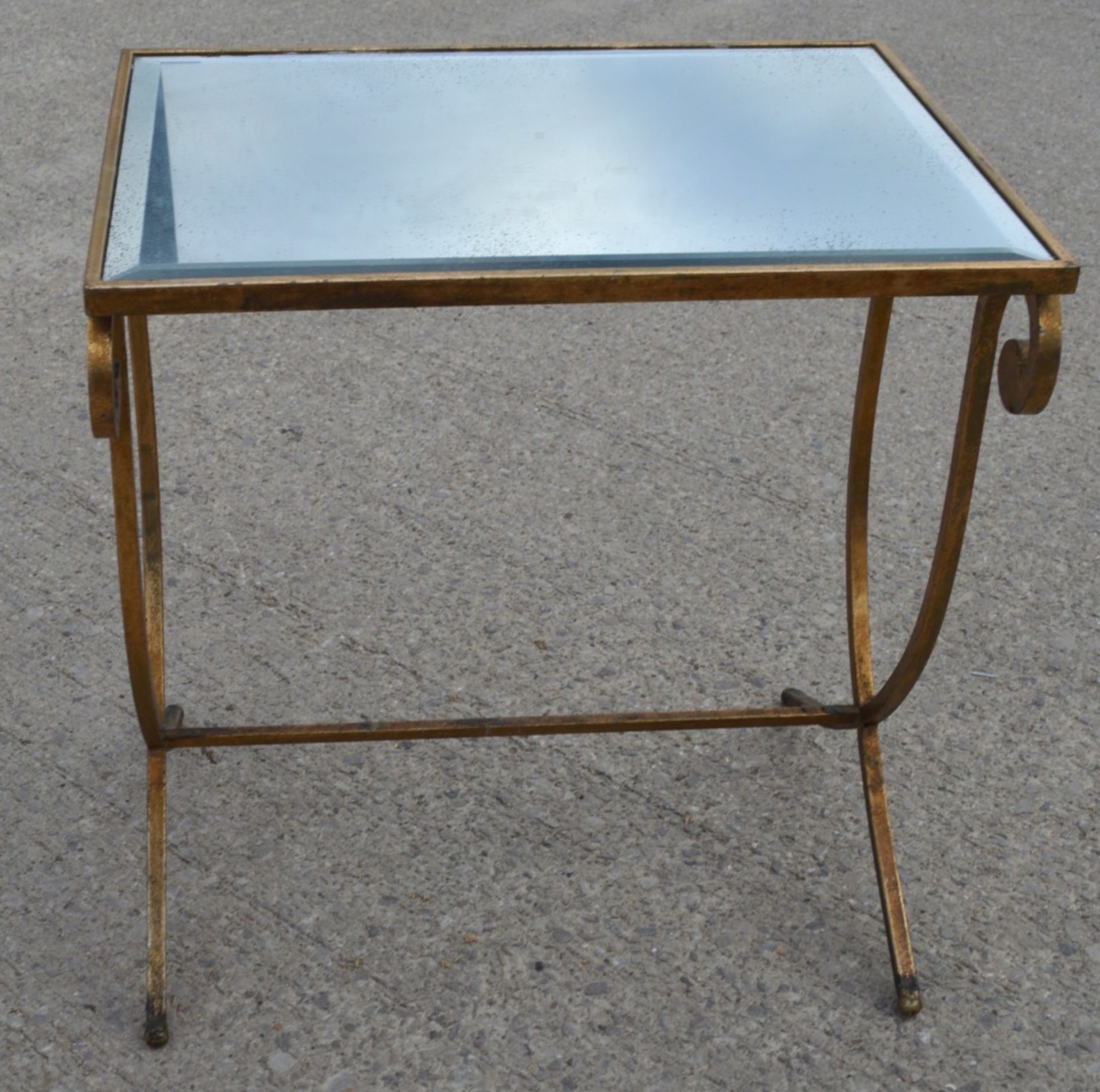 1 x Wrought Iron Mirrored Side Table in Gold - Dimensions: H66 x W62 x D47 cms - Image 6 of 7