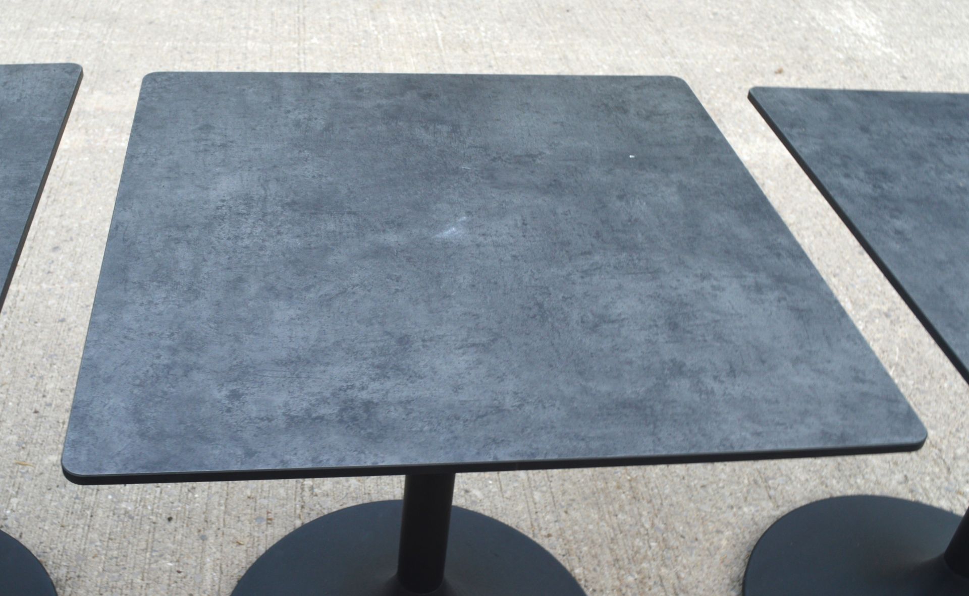 4 x Restaurant Tables Featuring Stone Effect Tops and Black Tulip Pedestals - Dimensions: H75 - Image 2 of 9