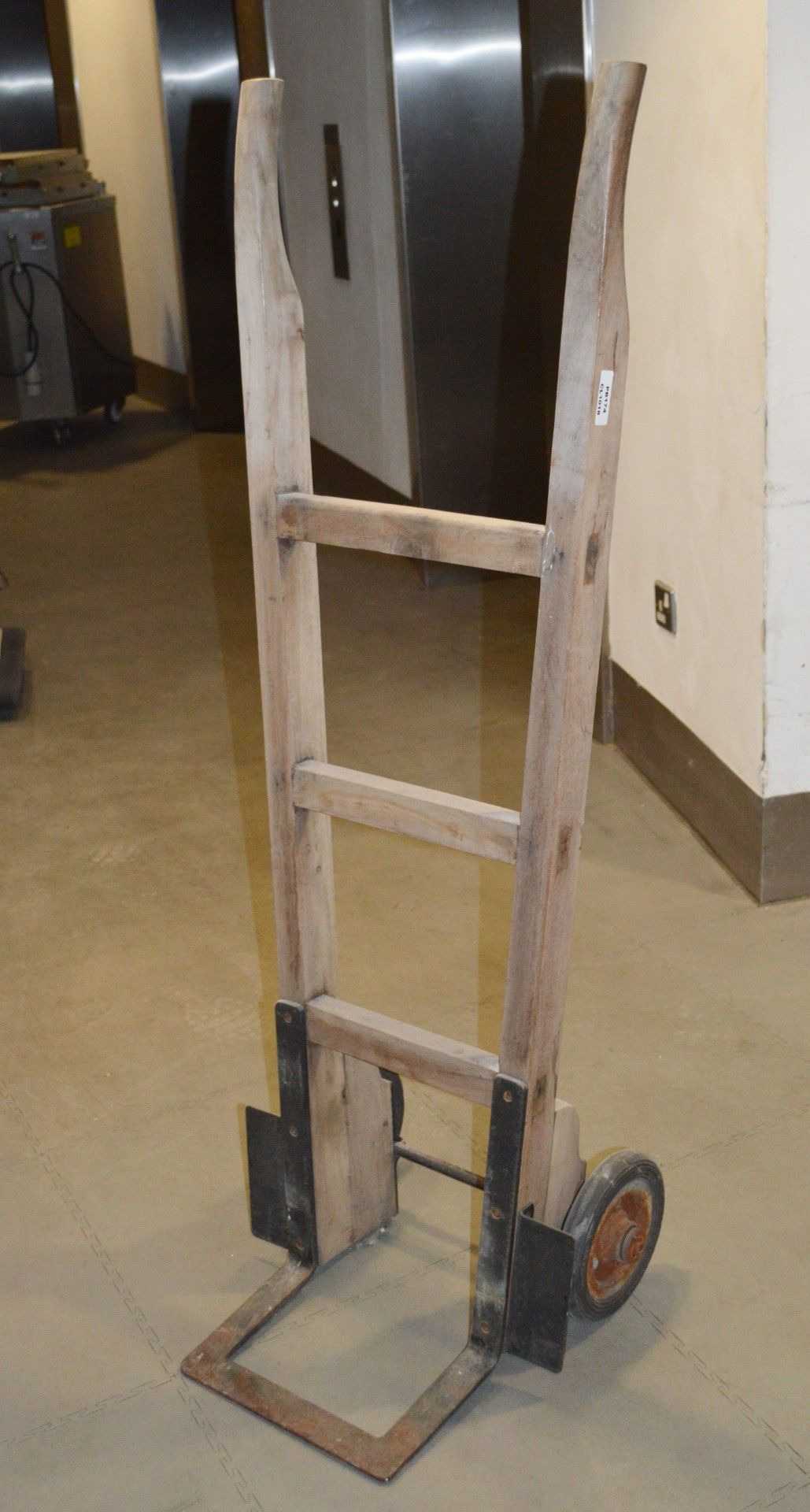 1 x Vintage Wooden Sack Truck with 8 Inch Wheels - Dimensions: H135 x W44 x D31/20 cms