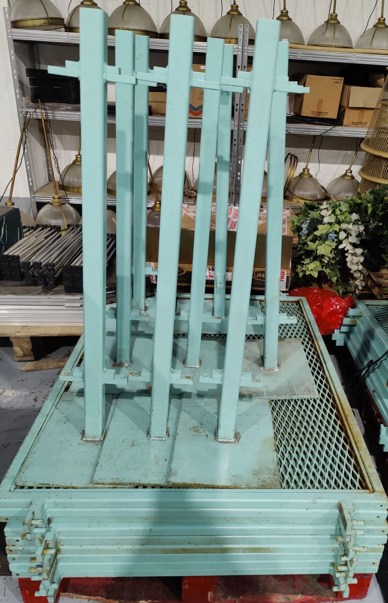 8 x Interlocking Heavy Duty Diamond Mesh Dividers with Posts - Finished in a Teal Colour -