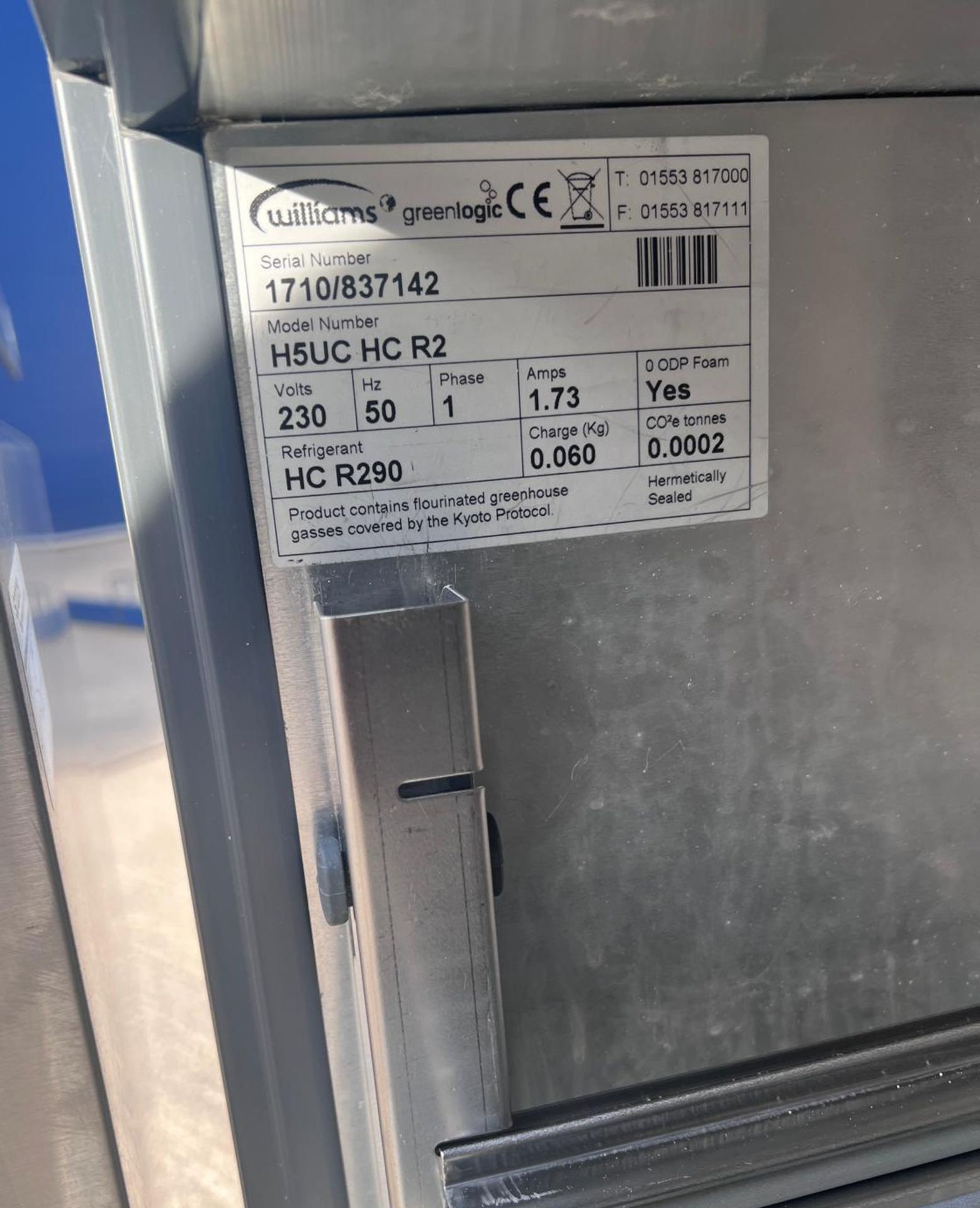 1 x WILLIAMS H5Uc Hc R2 Single Door Under-Counter Stainless Commercial Fridge - Image 9 of 16