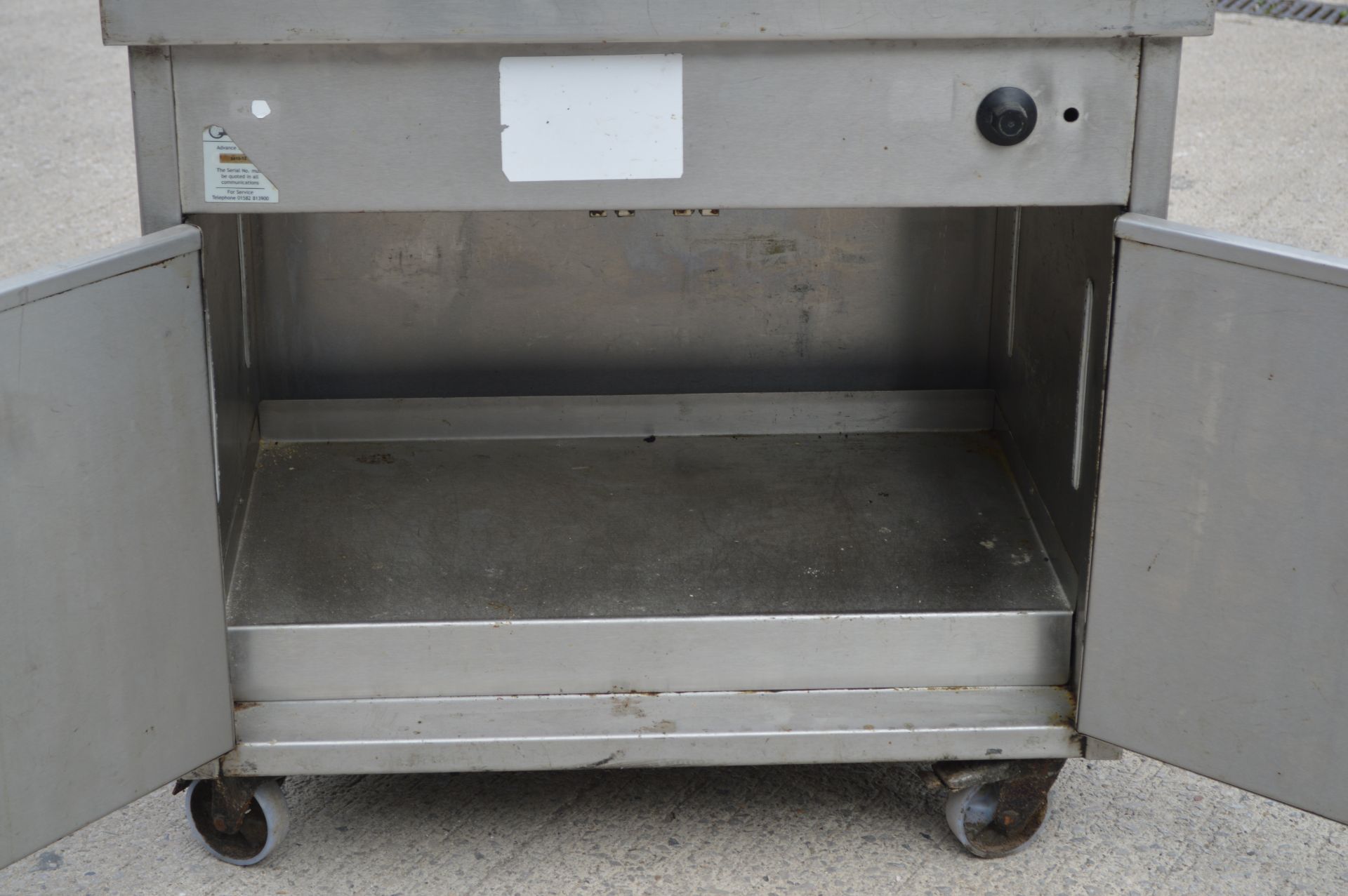 1 x Stainless Steel Two Door Heated Warming Cabinet with Preparation Surface and Castor Wheels - Image 3 of 10