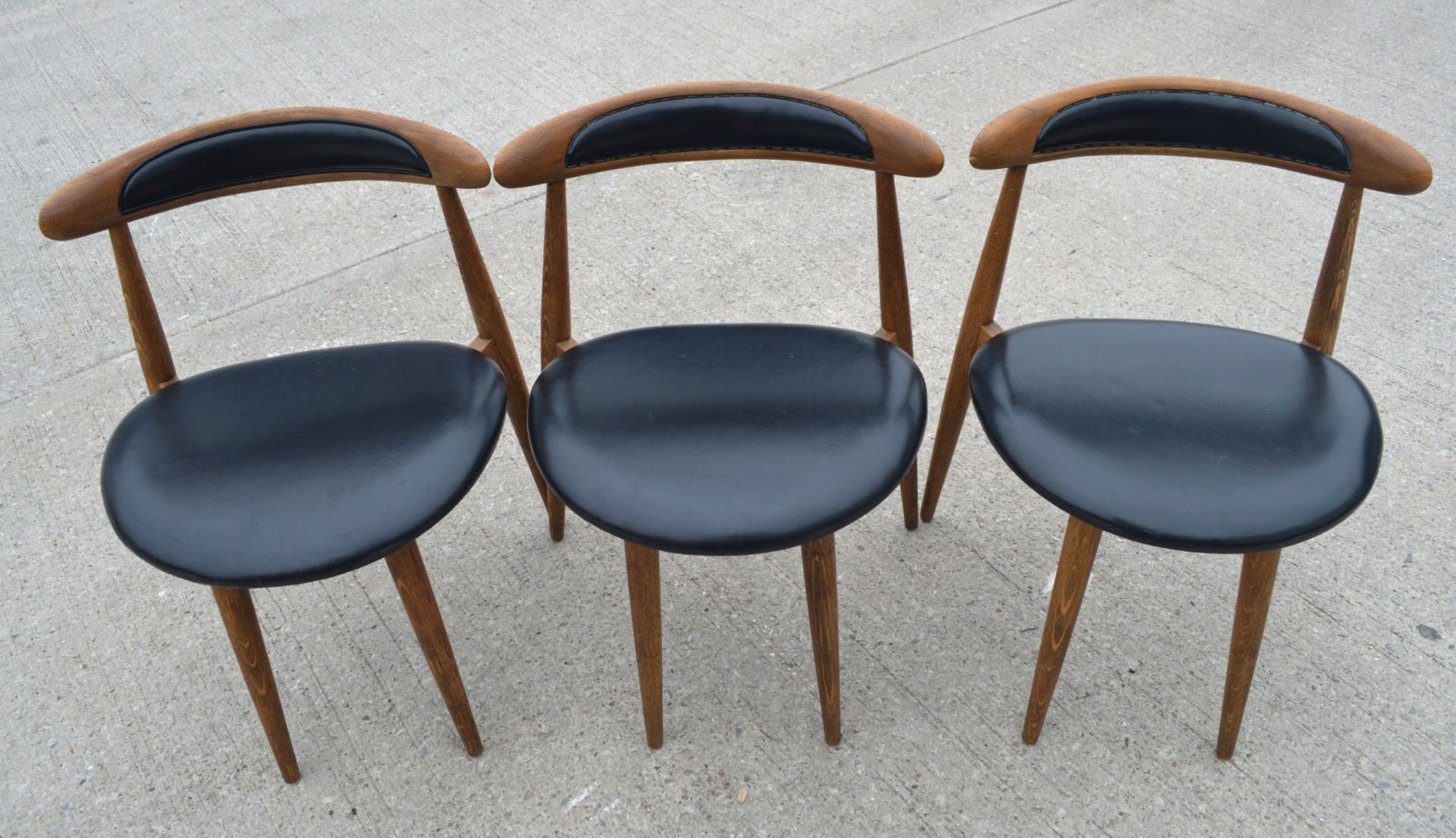 6 x Walnut Dining Chairs - Solid Wood with Black Seats - Dimensions: H74 x W49 x D45 cms - Image 8 of 12