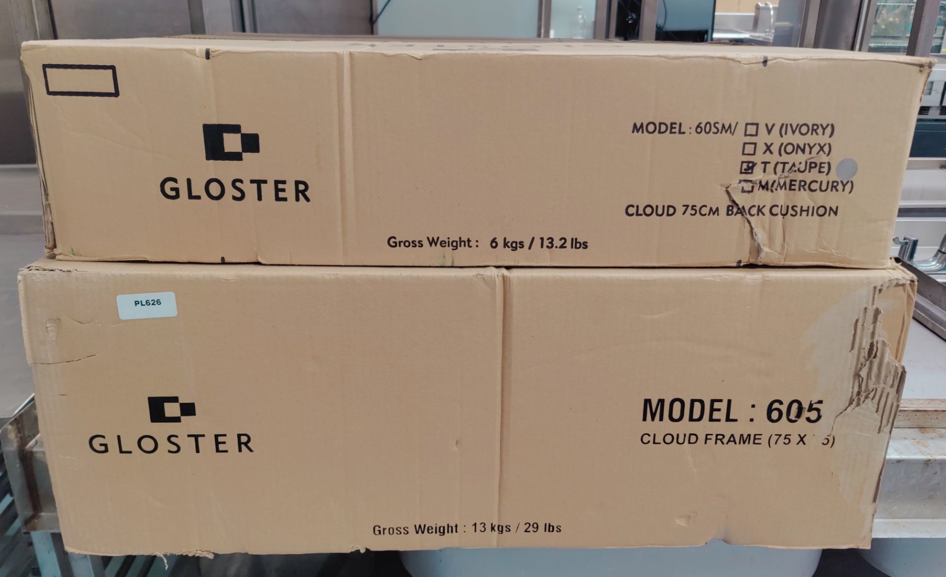 1 x Gloster 605 75x75cm Cloud Chair Frame and 60SM Taupe Back Rest - New and Boxed