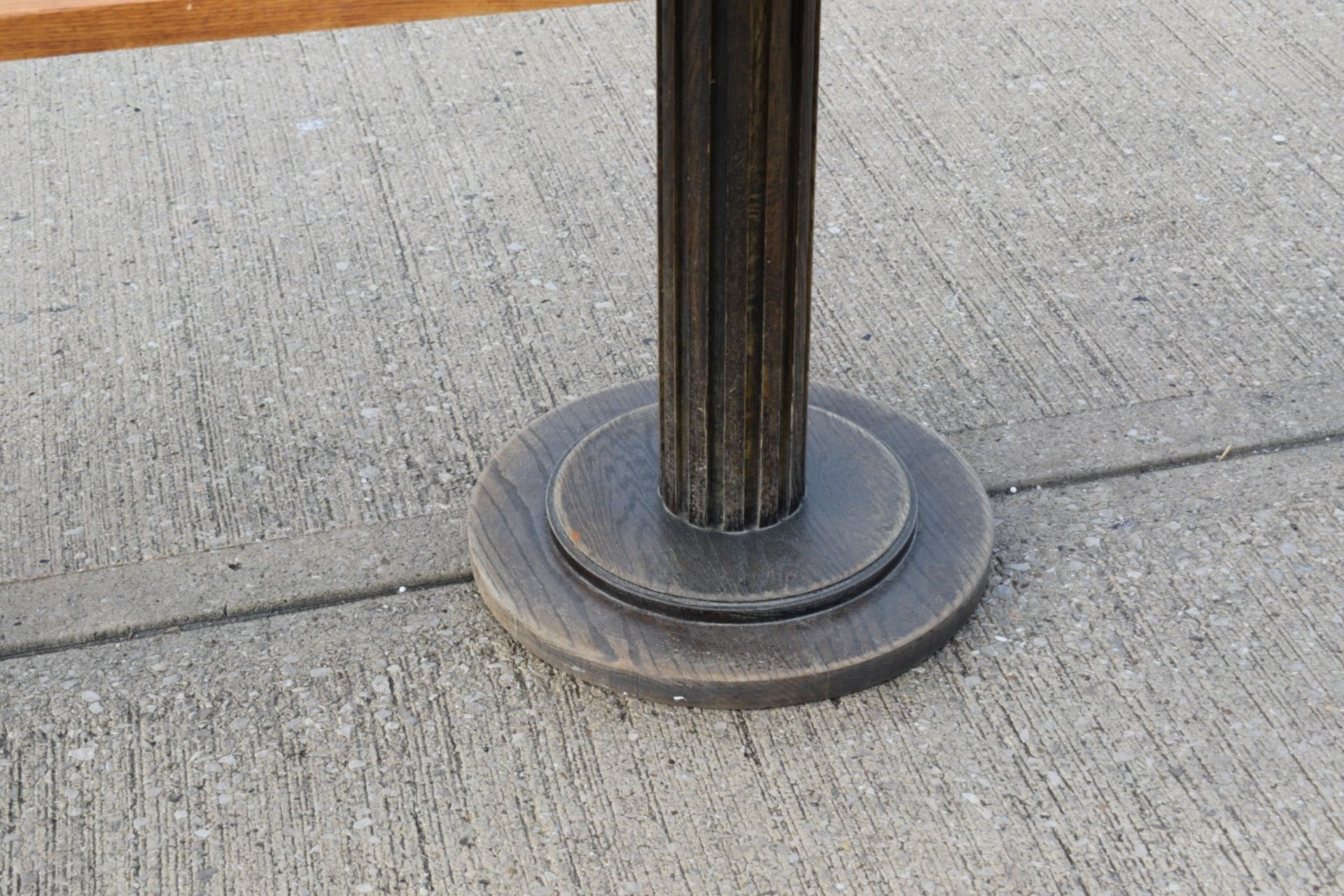 1 x Restaurant Dining Table - Rectangular Oak Top with Wooden Twin Column Pedestal Base - Image 5 of 8