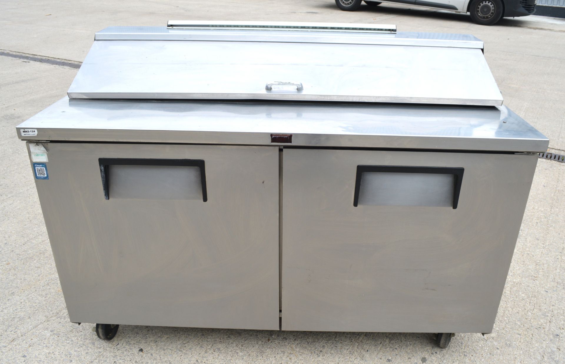 1 x True Refrigeration Two Door Prep Fridge with Pizza Topper - See Description - H112 x W158 x