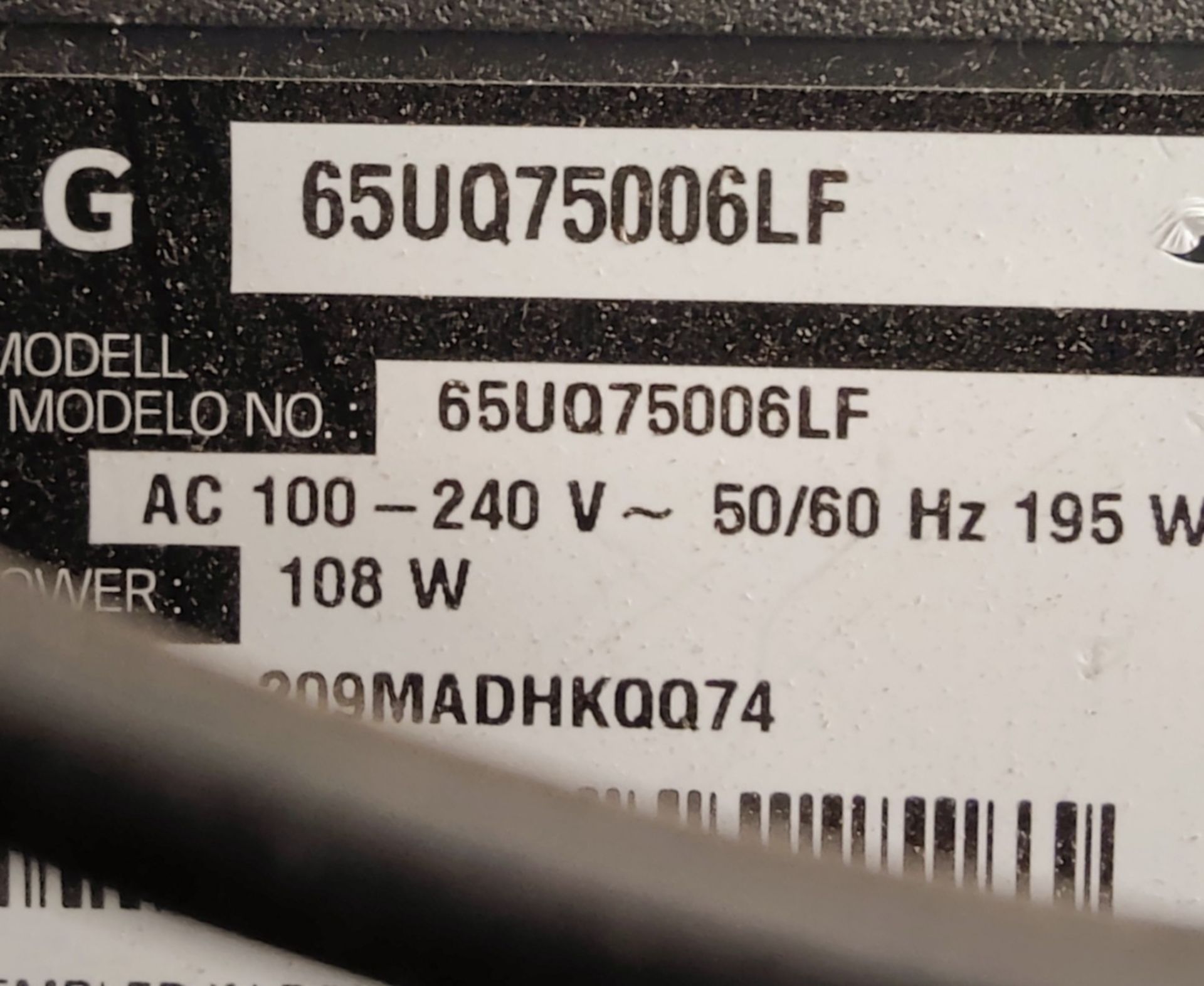 1 x LG 65 Inch 4K Smart Television with Stand, Aria and Fire Stick - Spares or Repairs - Image 3 of 6