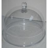 3 x Cake Display Dome Covers with Matching Plates - Size: H24 x W34 cms