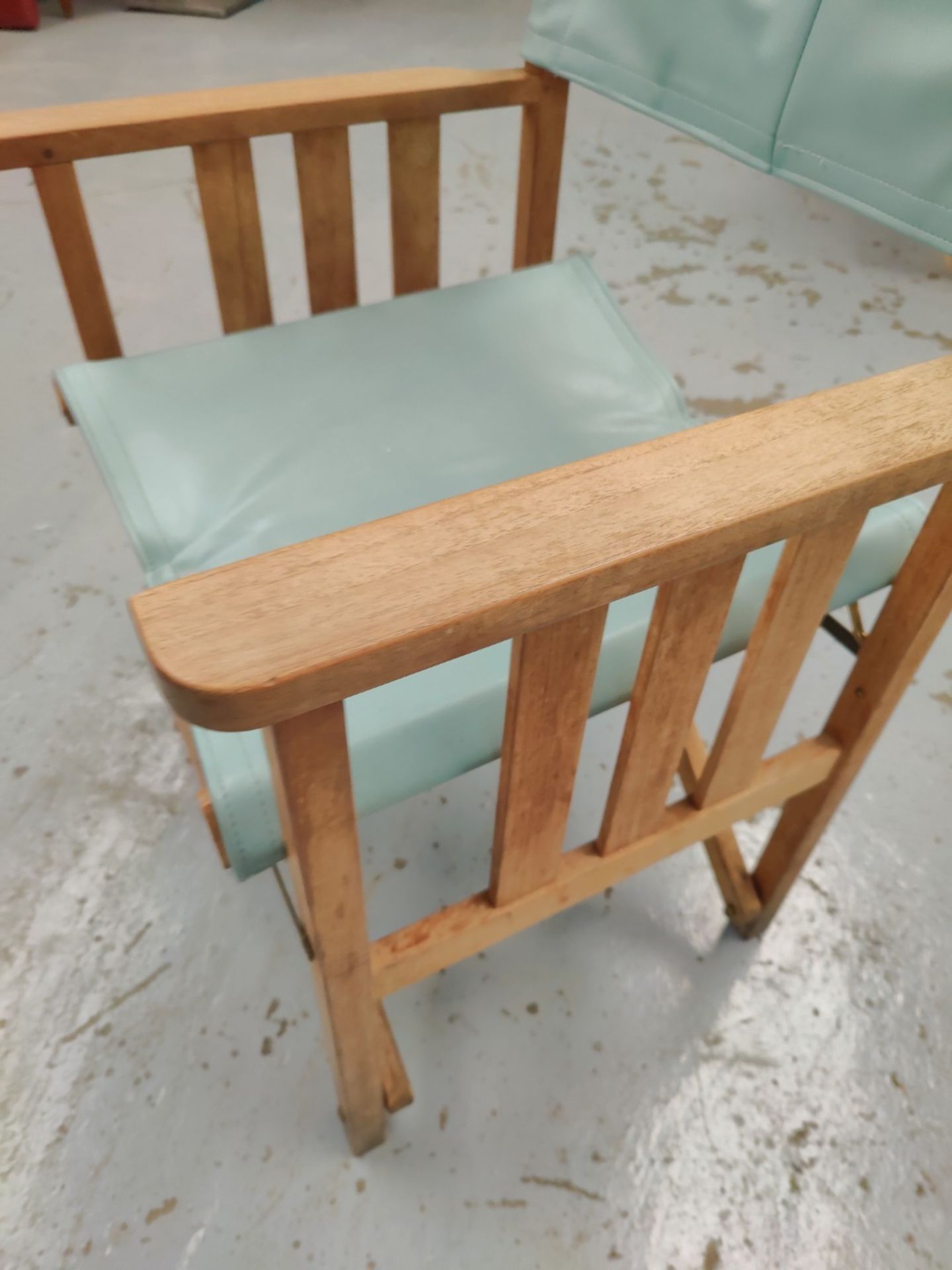 4 x Teak Wood Folding Directors Chairs With Teal Seats and Backrests - Dimensions: H46/81 x W60 - Image 3 of 4