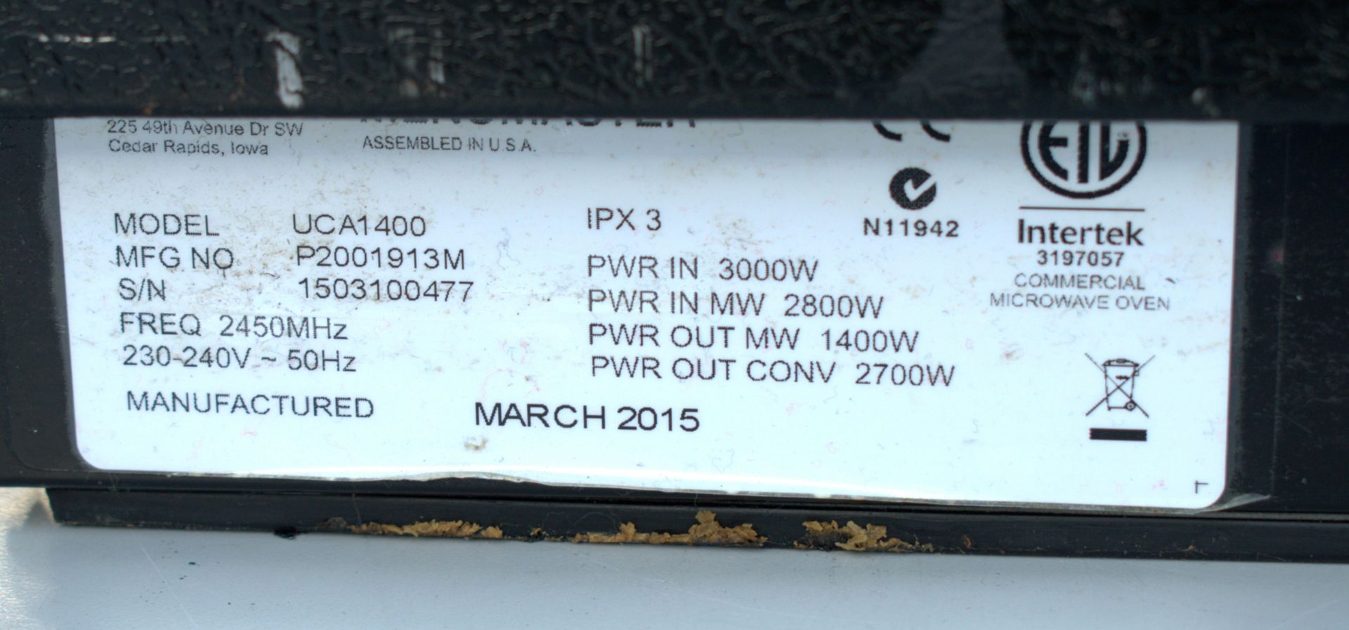 1 x Menumaster UCA1400 Jetwave Microwave Convection Combo Oven - Image 8 of 12