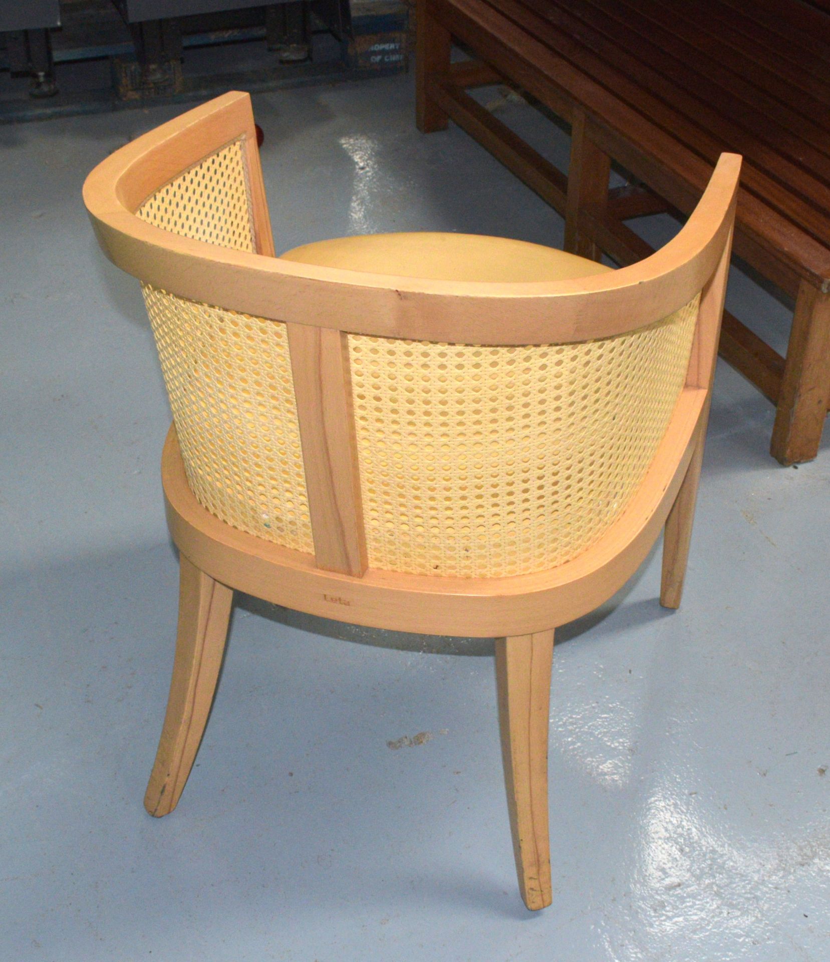 1 x Leta Occasional Chair with Cushion - Features a Cane Back and Yellow Leather Seat - Image 4 of 5