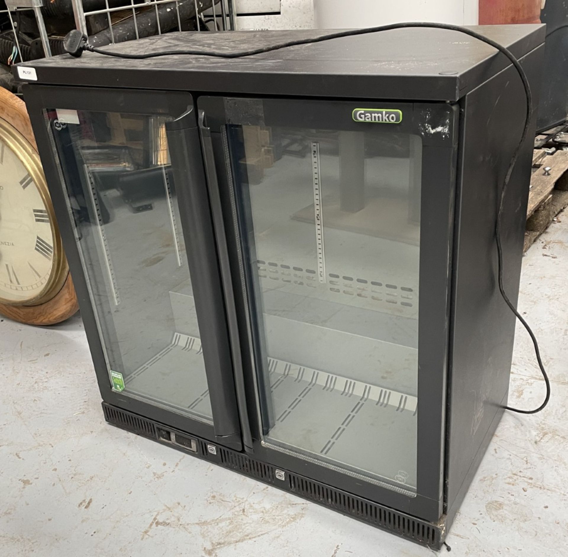 1 x Gamko Two Door Backbar Bottle Cooler - Illuminated Cabinet with a Black Surround - Model MG2/250 - Image 2 of 10