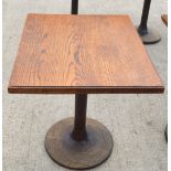 1 x Restaurant Dining Table - Oak Wooden Top with Wooden Pedestal Base - Dimensions: H76 x W70 x D60