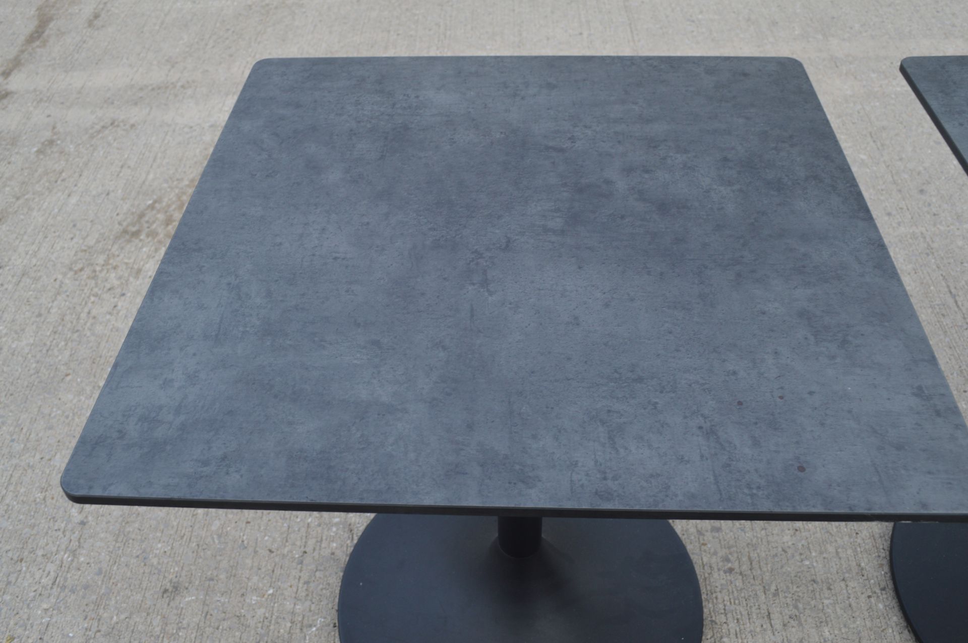 4 x Restaurant Tables Featuring Stone Effect Tops and Black Tulip Pedestals - Dimensions: H75 - Image 6 of 9