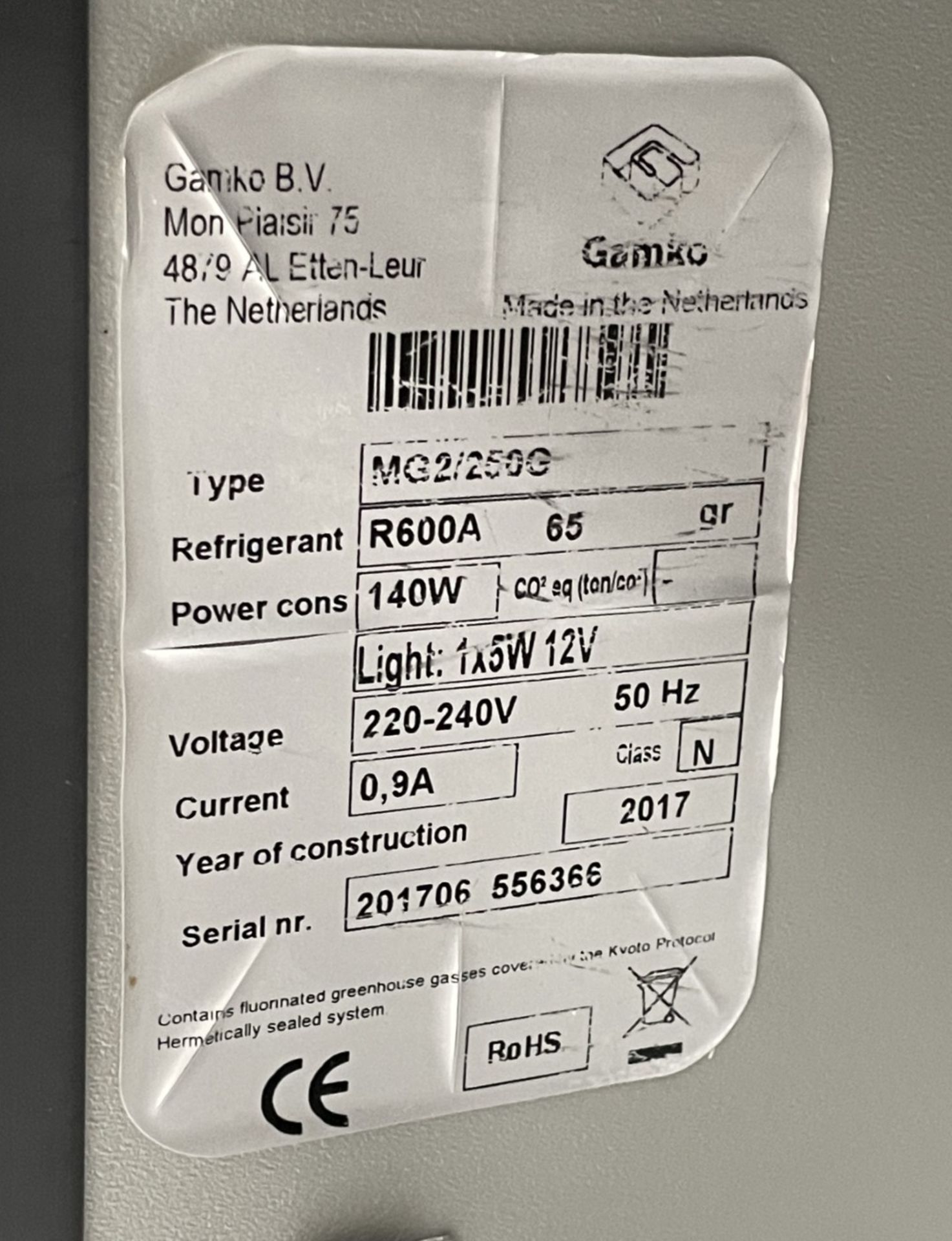 1 x Gamko Two Door Backbar Bottle Cooler - Illuminated Cabinet with a Black Surround - Model MG2/250 - Image 8 of 10